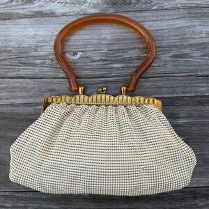 Whiting & Davis Bakelite Handle Mesh‎ Evening Bag Vintage MCM 1940s–50s